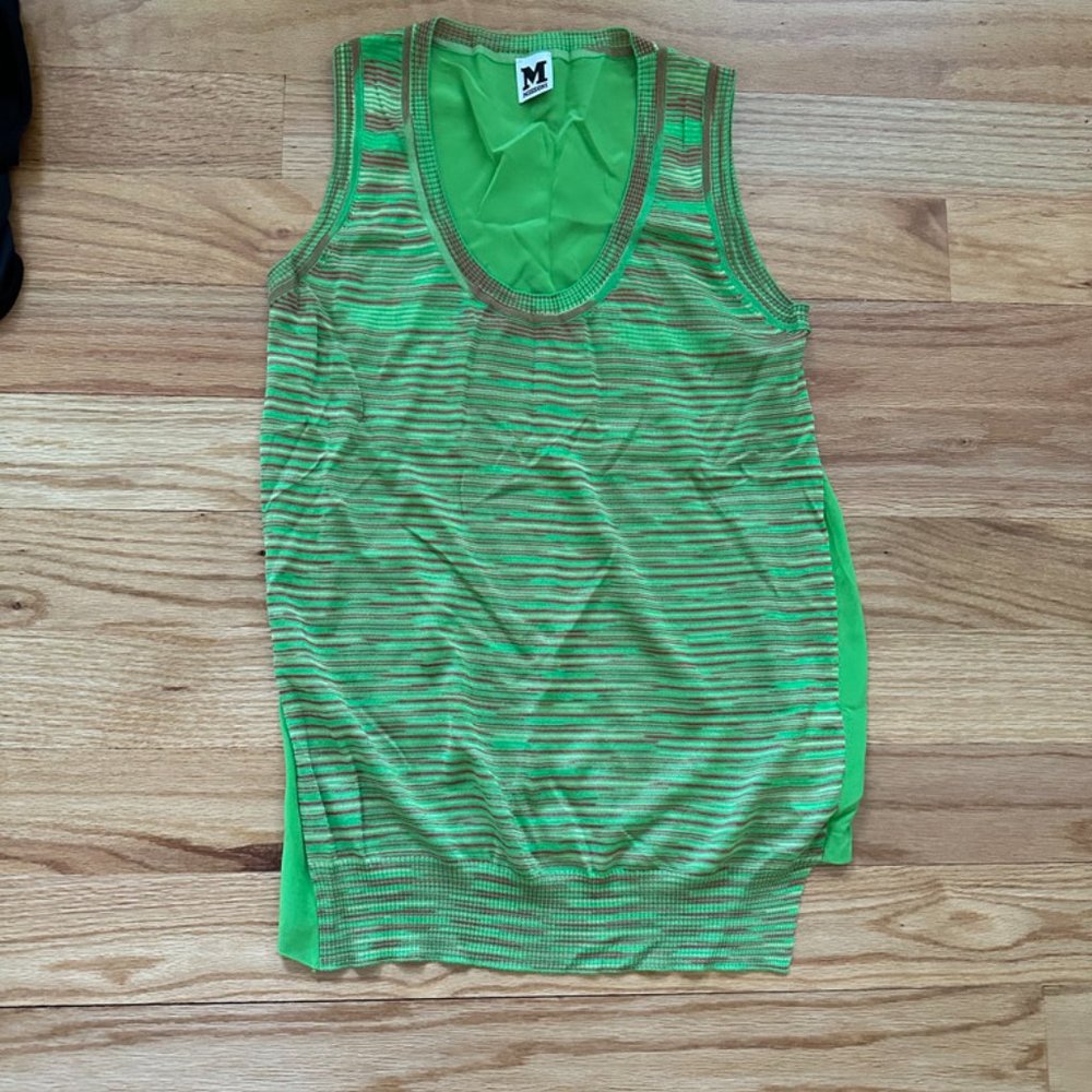 M Missoni Space Dye Contrast Silk Tank Top in Green